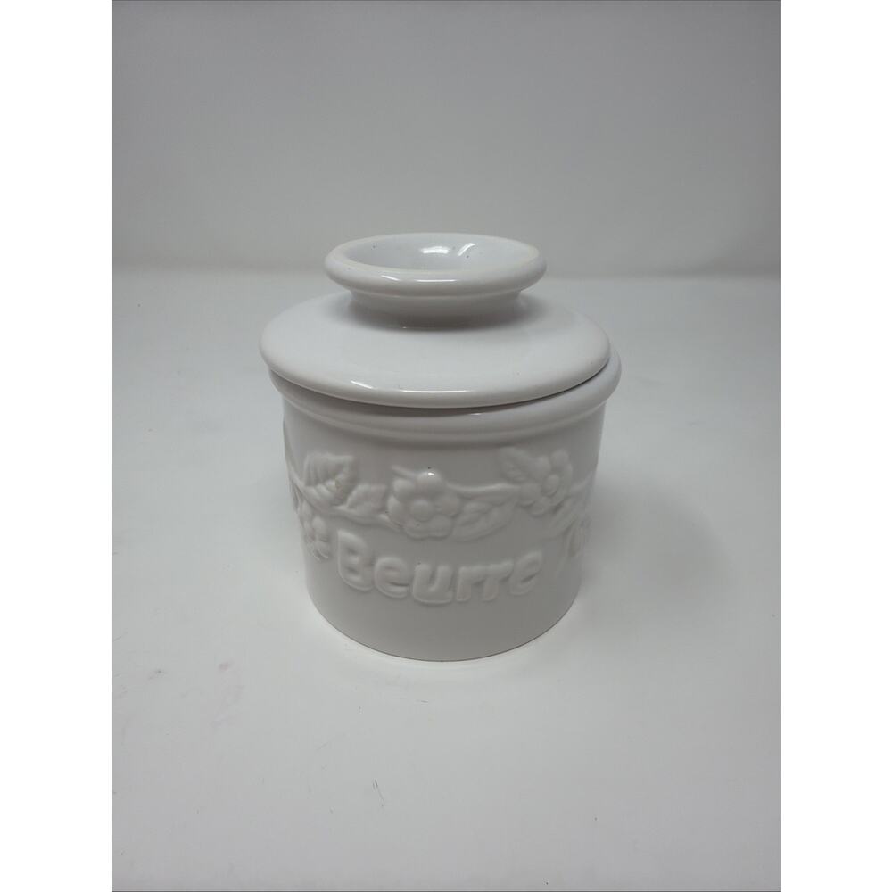 Butter Bell Crock by L. Tremain 2000 Ceramic White Floral Original - Picture 4 of 10